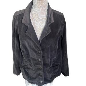 BandelinoBlu Dark Gray Corduroy Jacket Women’s 1X Single Button- Front Pockets